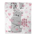 thumbnail image 1 of SIDONKU Throw Blanket Warm Cozy Print Flannel Pink Valentine Cute Cartoon Hippo Flowers on Heart Baby Comfortable Soft for Bed Sofa and Couch 50x60 Inches, 1 of 1