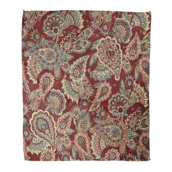 SIDONKU Throw Blanket Warm Cozy Print Flannel Retro Paisley in Batik Abstract Beautiful Comfortable Soft for Bed Sofa and Couch 50x60 Inches