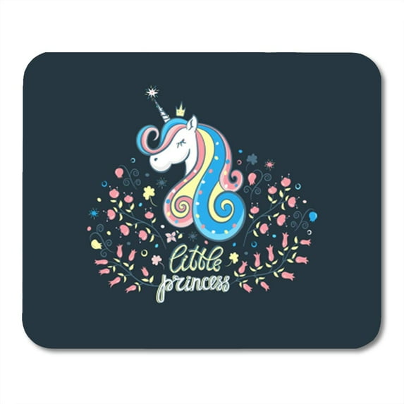 SIDONKU Vector Illustration with a Unicorn Decorative Elements Flowers Lettering Design Mousepad Mouse Pad Mouse Mat 9x10 inch