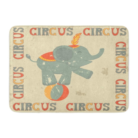 SIDONKU Vintage Retro Circus Poster with Elephant Performing on Ball Doormat Floor Rug Bath Mat 30x18 inch