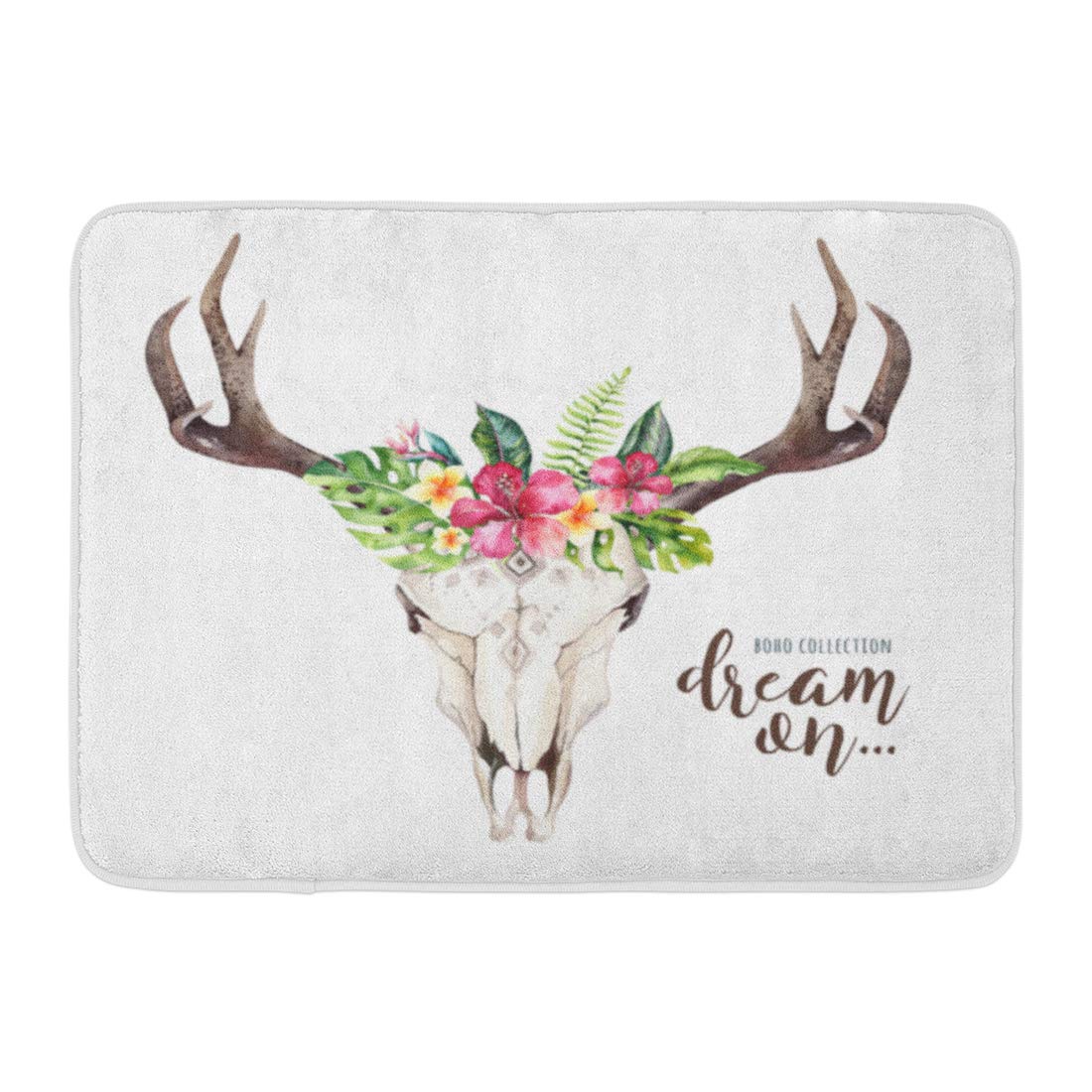 SIDONKU Watercolor Bohemian Cow Skull and Tropic Palm Leaves Western ...