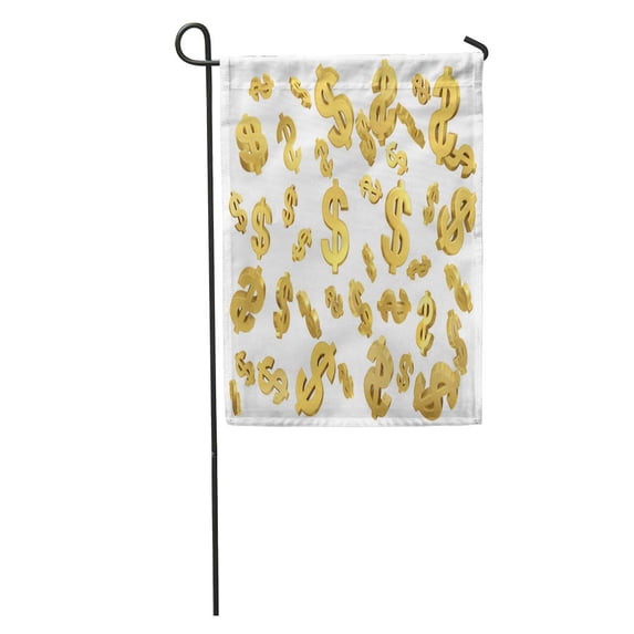 SIDONKU Yellow Gold Golden Dollar Sign Money Perspective White American Banking Garden Flag Decorative Flag House Banner 12x18 inch