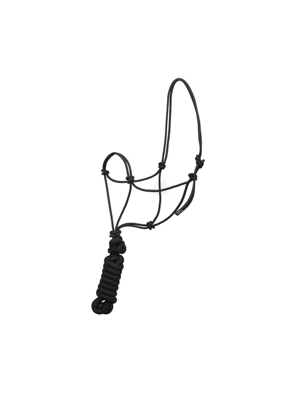 SIE 4 Knot Stiff Nylon Training Rope Halter with 10’ Lead Rope — Brown / Average