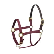 SIE EQUESTRIAN Maroon Breakaway Horse Halter Nylon with Leather Crown