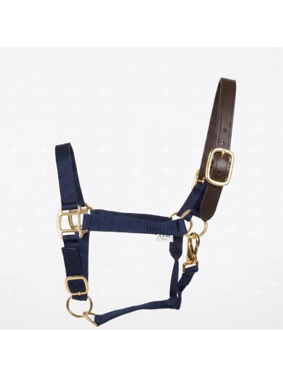 Navy Blue Breakaway Horse Halter Nylon Leather Crown