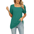 thumbnail image 1 of SIEANE 2023 Women’s Tops Casual Puff Short-Sleeve Basic Tunic Tee Square Neck T Shirts Loose Fit, 1 of 5