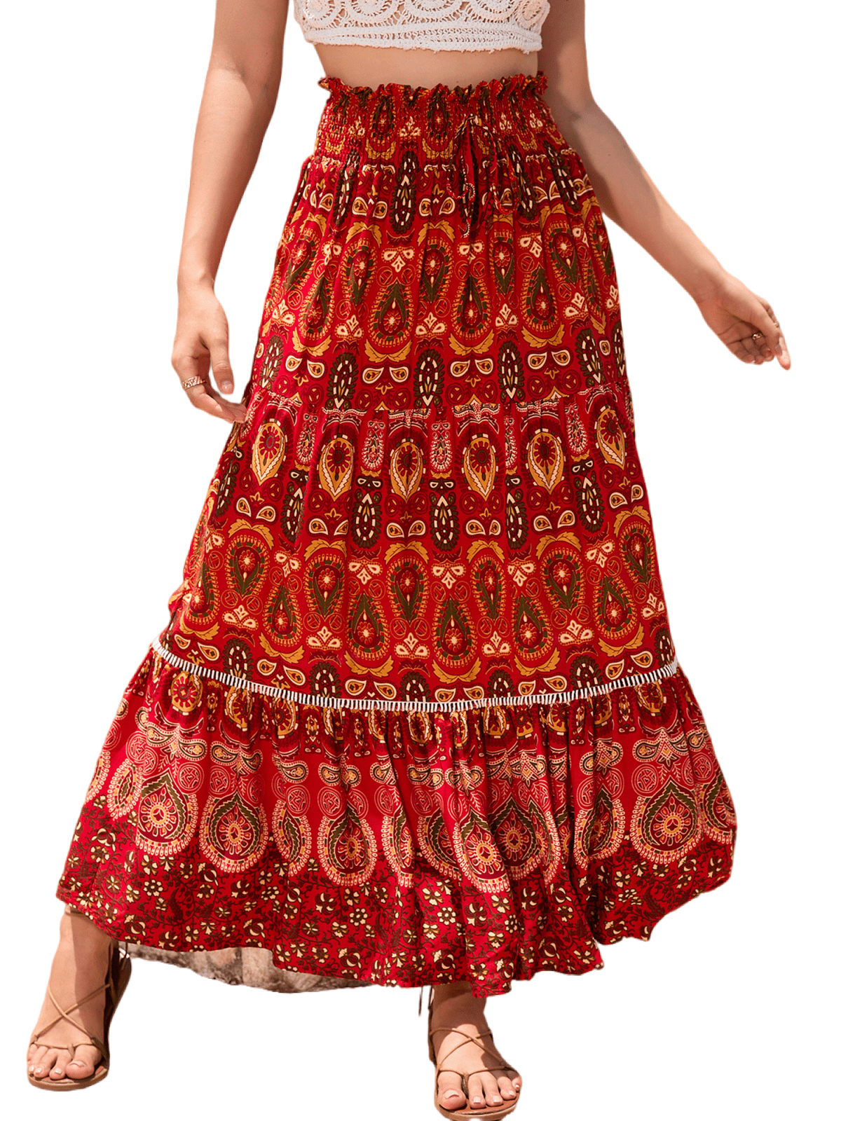 Polka Dot Maxi Skirt Women's High Waist Maxi Skirt Stretchy