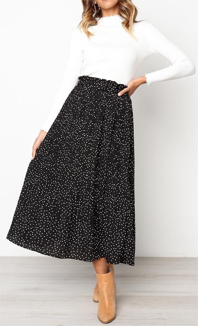Washed Poly Silk Midi Swing Skirt