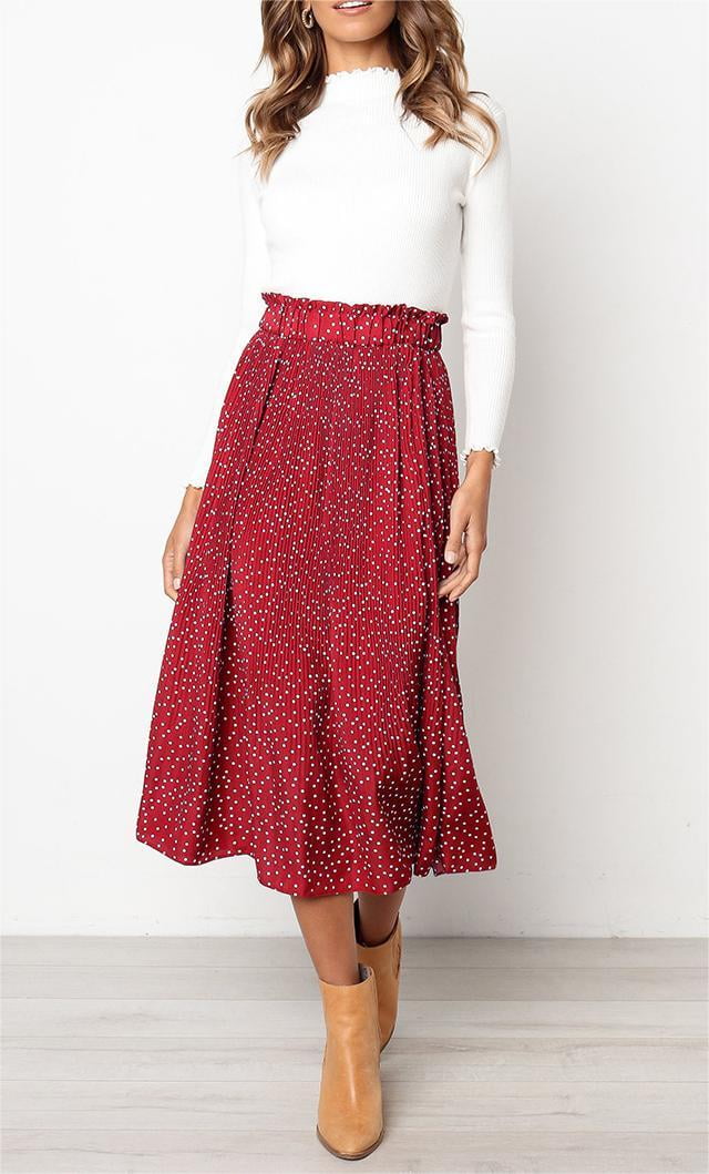 SIEANE Women's High-Waisted Midi Swing Skirt - Walmart.com