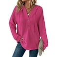 thumbnail image 1 of SIEANE Women's Hoodie Oversized Waffle Knit Tops Henley Casual Shirts Long Sleeve V Neck Solid Color Casual Tunic Sweatshirt S-2XL, 1 of 5