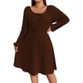 thumbnail image 1 of SIEANE Women's Plus-Size Casual Crew Neck Autumn Long Sleeve Stretch Knit MIDI Dress 1X-4X, 1 of 7
