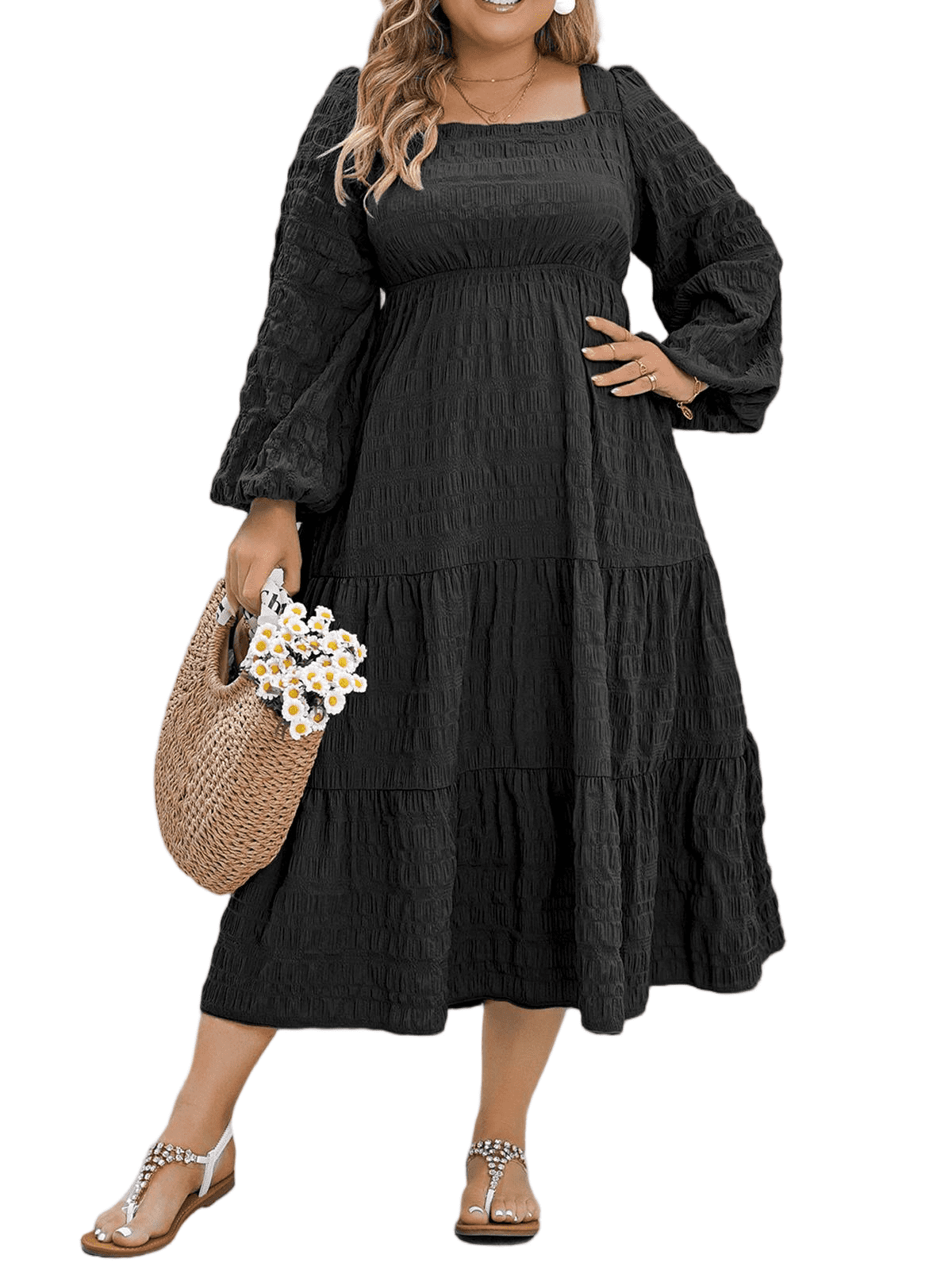 Sieane Women's Plus-Size Casual Formal Spring/Autumn Long Sleeve Square Neck Elastic Waist Comfortable Knit Dress 1x-4x SIEANE Women's Plus-Size Casual Formal Spring/Autumn Long Sleeve Square  Neck Elastic Waist Comfortable Knit Dress 1X-4X - Walmart.com