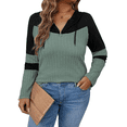 thumbnail image 1 of SIEANE Women's Plus-Size Casual Street Style V-Neck Long Sleeve Fall Matching Ribbed Knit Hooded Top 1X-4X, 1 of 7