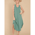 thumbnail image 1 of SIEANE Women's Sleeveless Long Dress V Neck Loose Curved Slit Hem Long Maxi Dress, 1 of 5