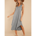 thumbnail image 1 of SIEANE Women's Sleeveless Long Dress V Neck Loose Curved Slit Hem Long Maxi Dress, 1 of 5