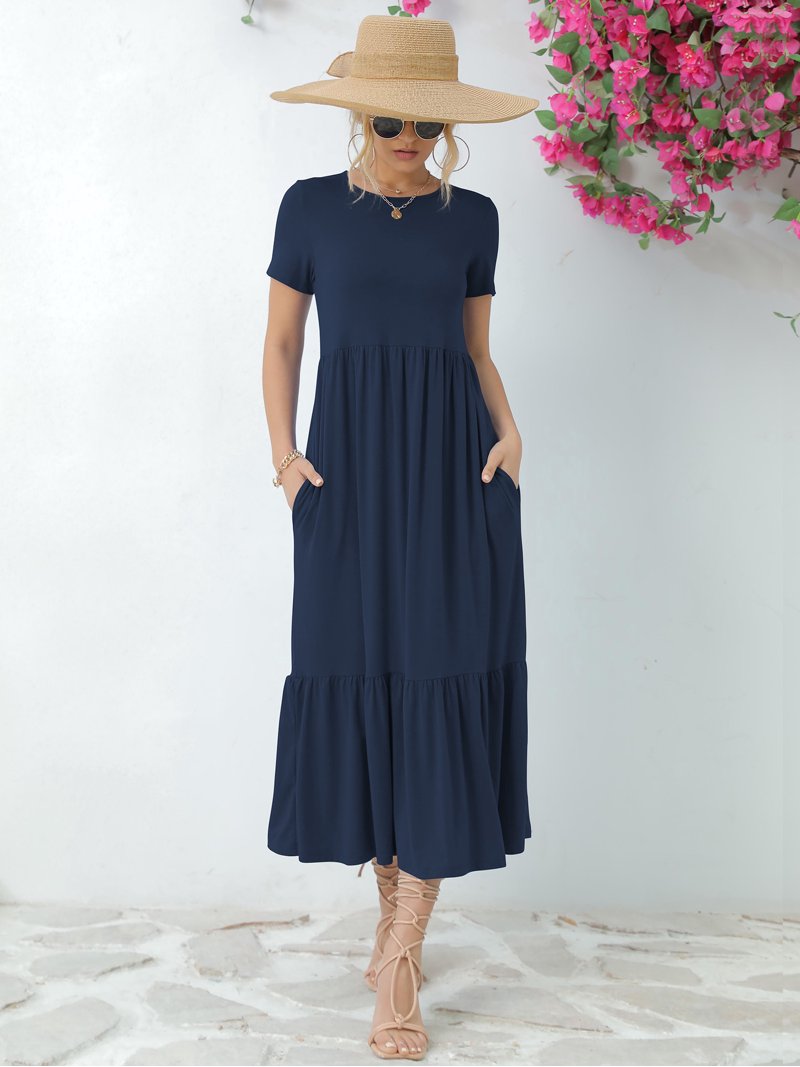 knee length dresses for ladies Red Cotton Sleeveless Maxi Dress - Casual Dresses