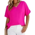 thumbnail image 1 of SIEANE Women's Tops Summer Loose Fit V-Neck Lightweight Blouse, S-XXL, 1 of 5