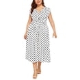 thumbnail image 1 of SIEANE Women's summer oversized elegant V-neck breathable retro dress 1X-5X, 1 of 7