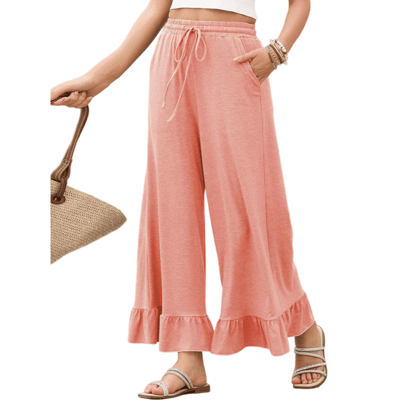 SIEANE Women's summer wide leg breathable flounder all kinds of lazy drawstring trousers S-2X