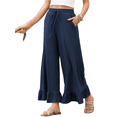 thumbnail image 1 of SIEANE Women's summer wide leg breathable flounder all kinds of lazy drawstring trousers S-2X, 1 of 5