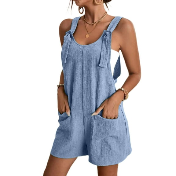 SIEANE Womens Jumpsuits Casual Summer Loose Fit Adjustable Straps Romper with Pockets S-XXL