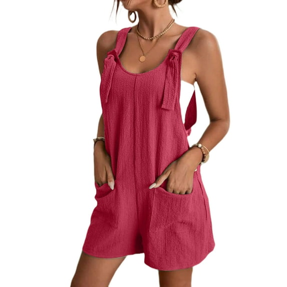 SIEANE Womens Jumpsuits Casual Summer Loose Fit Adjustable Straps Romper with Pockets S-XXL
