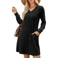thumbnail image 1 of SIEANE Womens Long Sleeve Sweater Dresses V Neck Casual Fall Dresses With Pockets S-XXL, 1 of 5