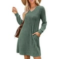 thumbnail image 1 of SIEANE Womens Long Sleeve Sweater Dresses V Neck Casual Fall Dresses With Pockets S-XXL, 1 of 5