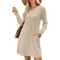 thumbnail image 1 of SIEANE Womens Long Sleeve Sweater Dresses V Neck Casual Fall Dresses With Pockets S-XXL, 1 of 5