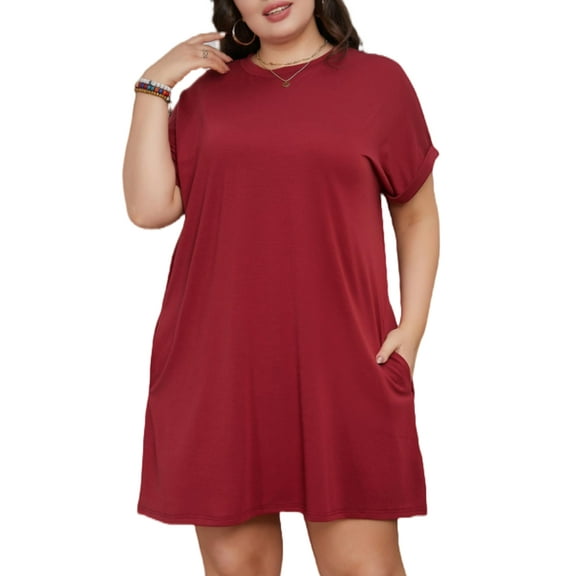 SIEANE Womens Plus Size Dress Casual Loose T-Shirt Dress with Pockets 1X-5X