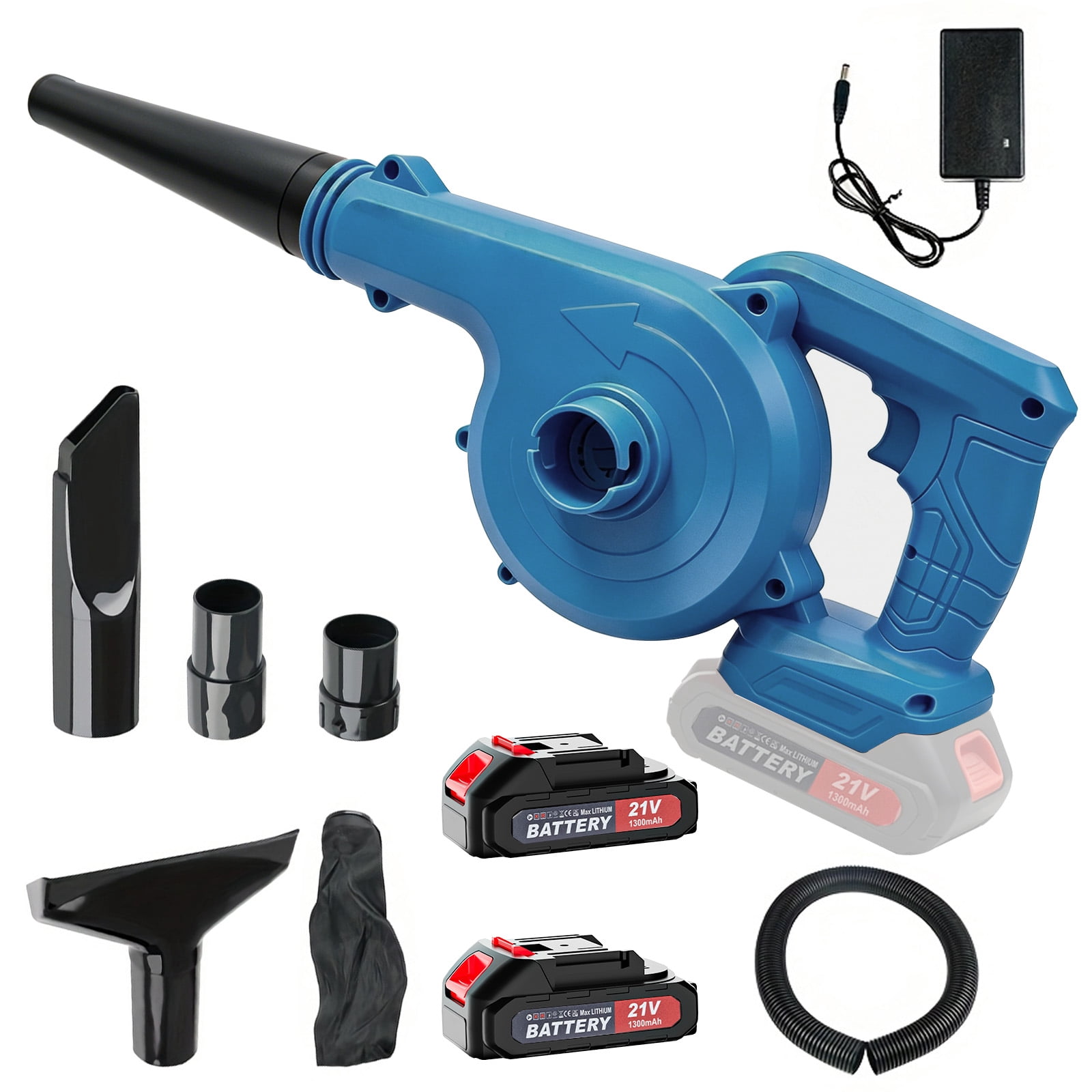 YUIECHER 2-in-1 Cordless Leaf Blower & Vacuum, 300W, 12000RPM, Dual Batteries, Lightweight