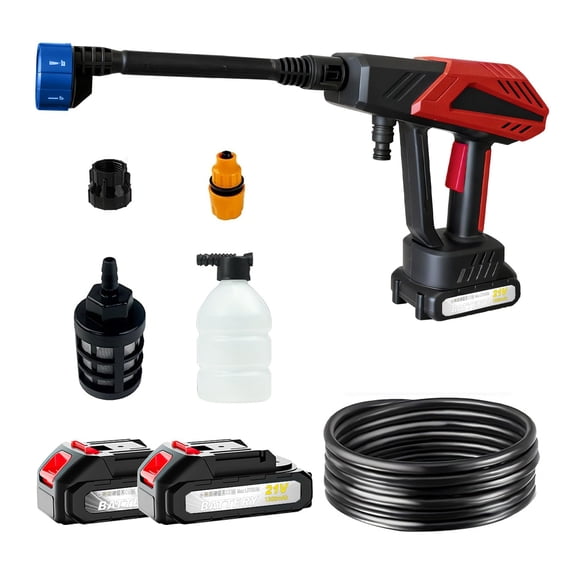 SIEARPUORL Cordless Electric Pressure Washer, 500 PSI 2 GPM, Portable Power Washer with Foam Cannon, 2 Nozzles, 2 Batteries