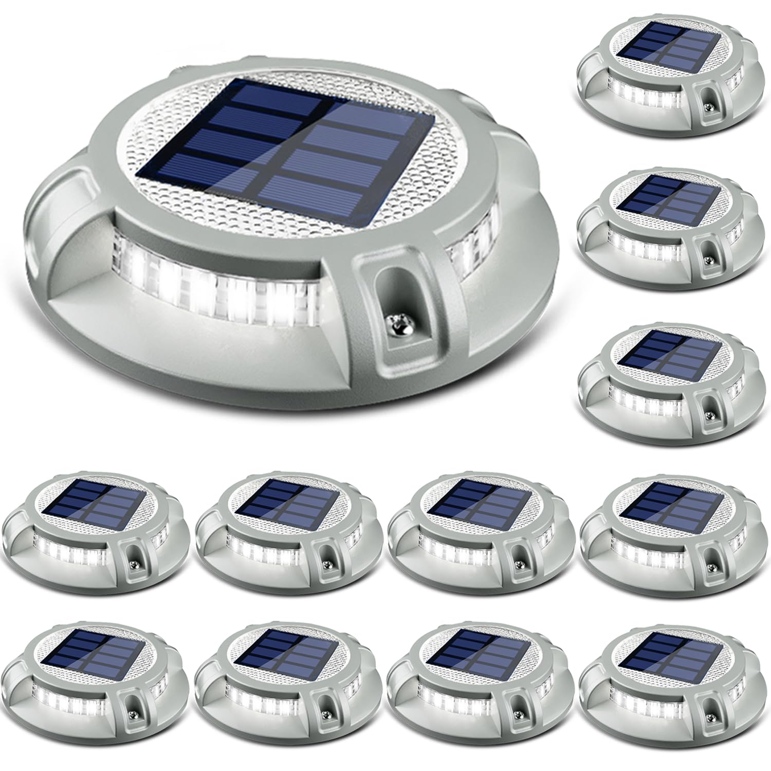 Solar-Dock-Licht – 12 LEDs, IP68 Wasserdicht, Aluminiumgehäuse, Für Wege, Auffahrten, Gärten