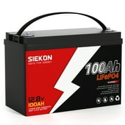 SIEKON 12V 100Ah LiFePO4 Battery BCI Group 31 Lithium Battery Built-in 100A BMS, Max.1280W Load Power, 10-Year Lifetime for RV, Solar System, Marine, Trolling Motor, Camping