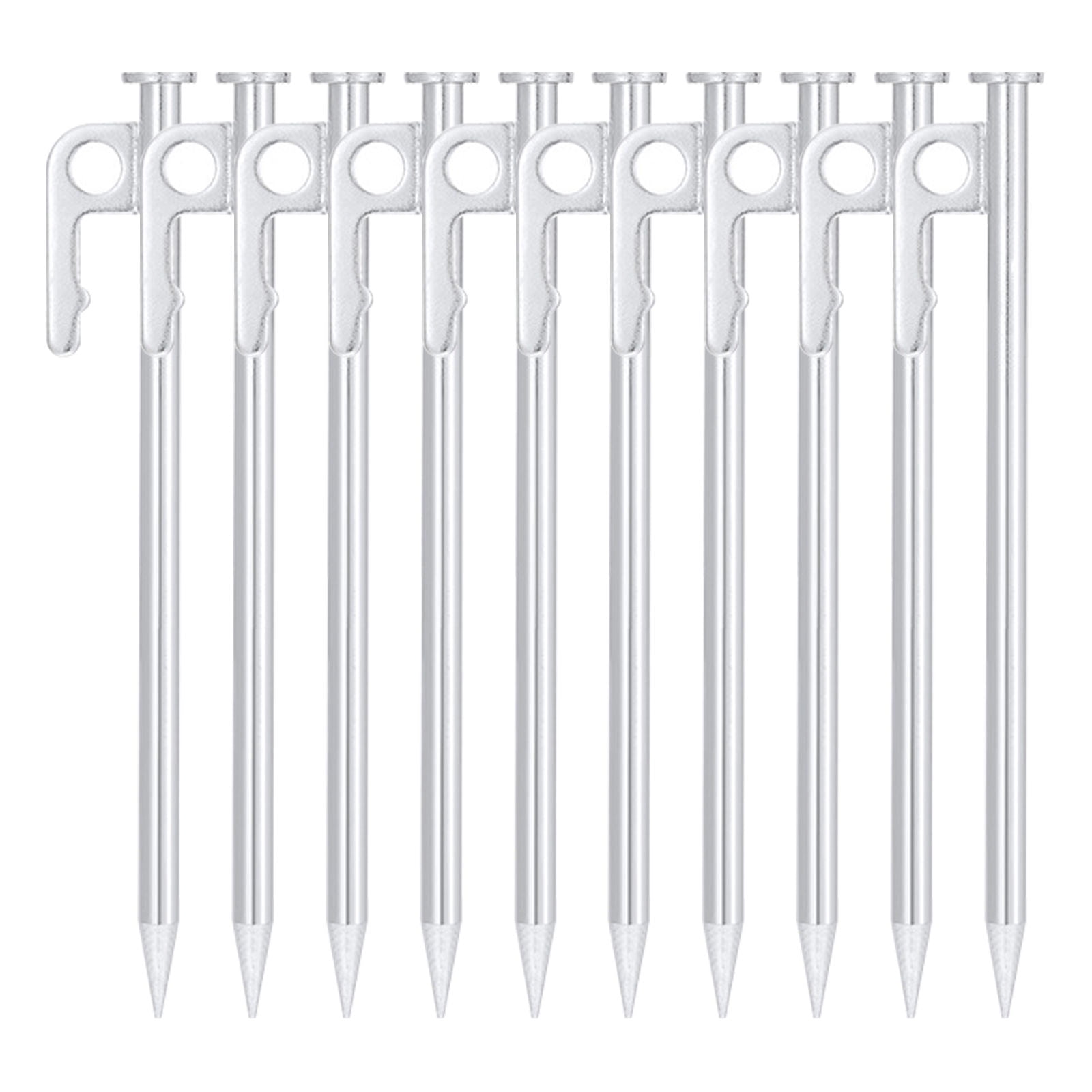 SIELUNO 10 Pcs Metal Tent Stakes Steel Tent Pegs Ground Spikes For Outdoor Trip Hiking Tent Accessories-30cm