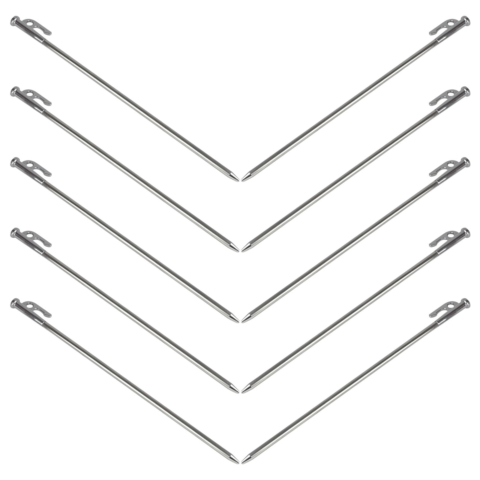 SIELUNO 10 Pieces Stainless Steel Tent Stake Ground Anchor Steel Tent Pegs For Camping Canopy-40cm-Silver