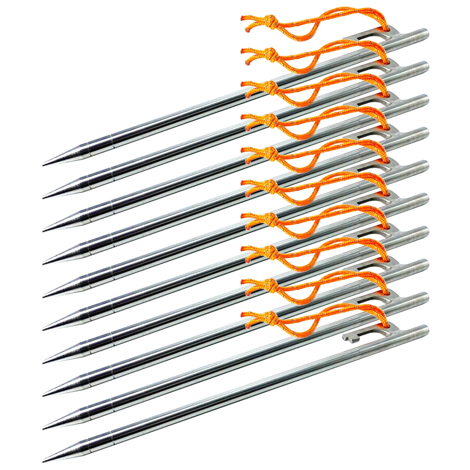 SIELUNO 10 Pieces Titanium Alloy Tent Pegs Outdoor Camping Garden Tent Stakes Hiking Climbing Tent Nails-20cm-Silver