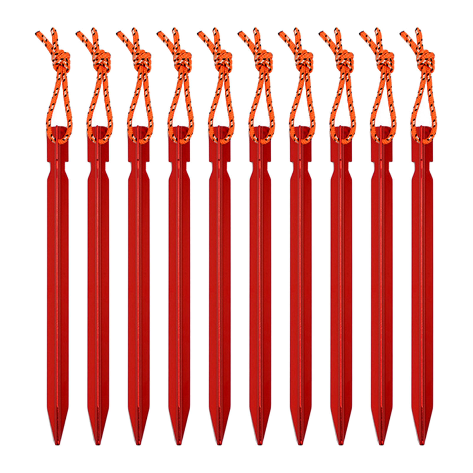 SIELUNO Aluminum Alloy Tent Stakes 10pieces Lightweight Stakes Camping Spikes Ultralight Tent Nail-Red-18cm