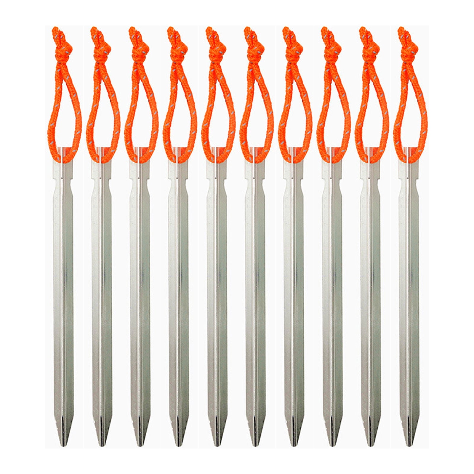 SIELUNO Aluminum Alloy Tent Stakes 10pieces Lightweight Stakes Camping Spikes Ultralight Tent Nail-Silver-18cm