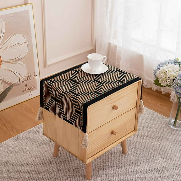 SIELUNO American Nightstand Cover Beside Table Covers With Tassel Dustproof Covers For Furniture