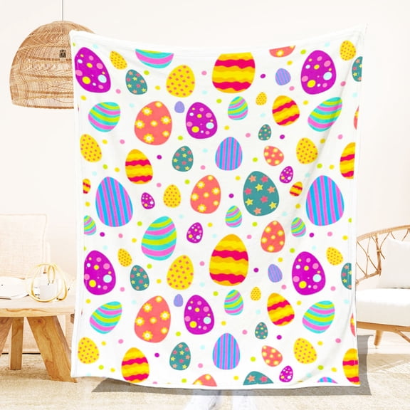 SIELUNO Easter Egg Throw Blanket Flannel Weighted Blanket Personalised Soft Blanket for Sofa Bed