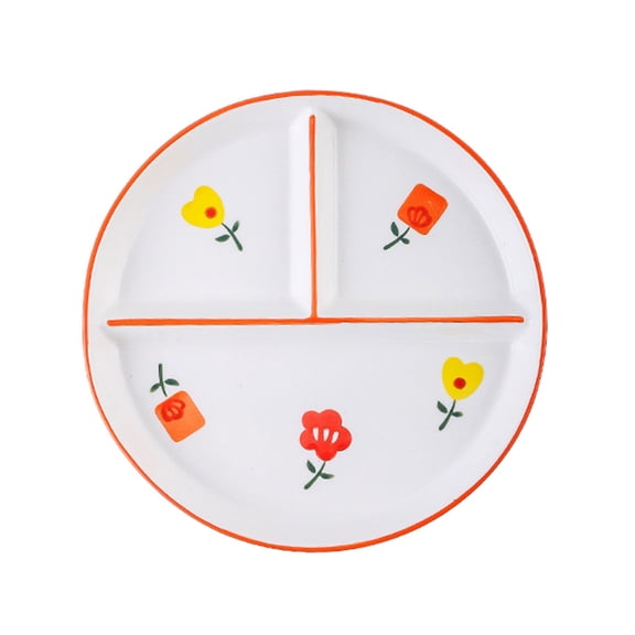 SIELUNO Fruit Patterns Portion Control Plate,Divided Plate,Ceramic Portion Control Plate