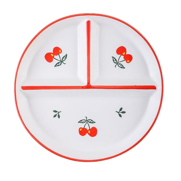 SIELUNO Fruit Patterns Portion Control Plate,Divided Plate,Ceramic Portion Control Plate