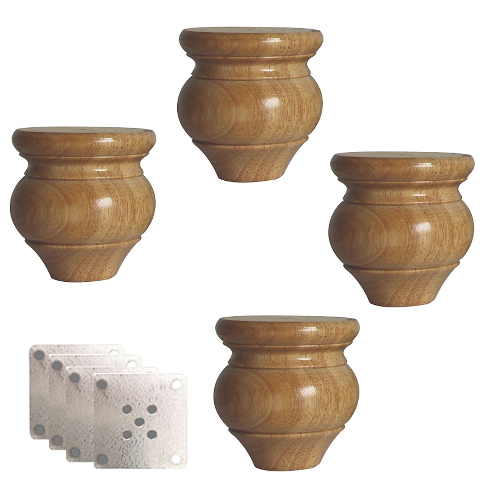 SIELUNO Round Wooden Bun Furniture Legs Set Of 4,Nordic Replacement