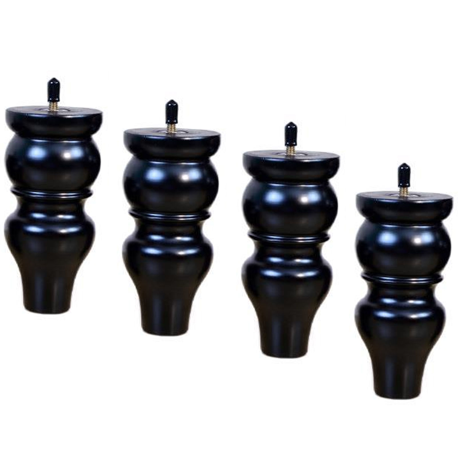 SIELUNO Round Wooden Gourd Furniture Legs For M8 Screw Type,Set Of 4