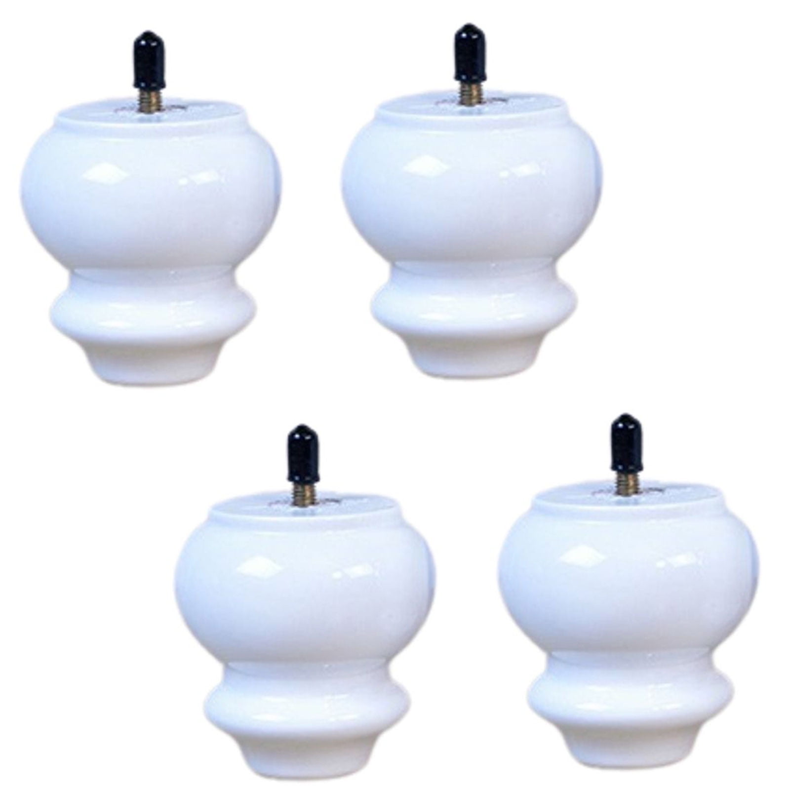 SIELUNO Round Wooden Gourd Furniture Legs For M8 Screw Type,Set Of 4