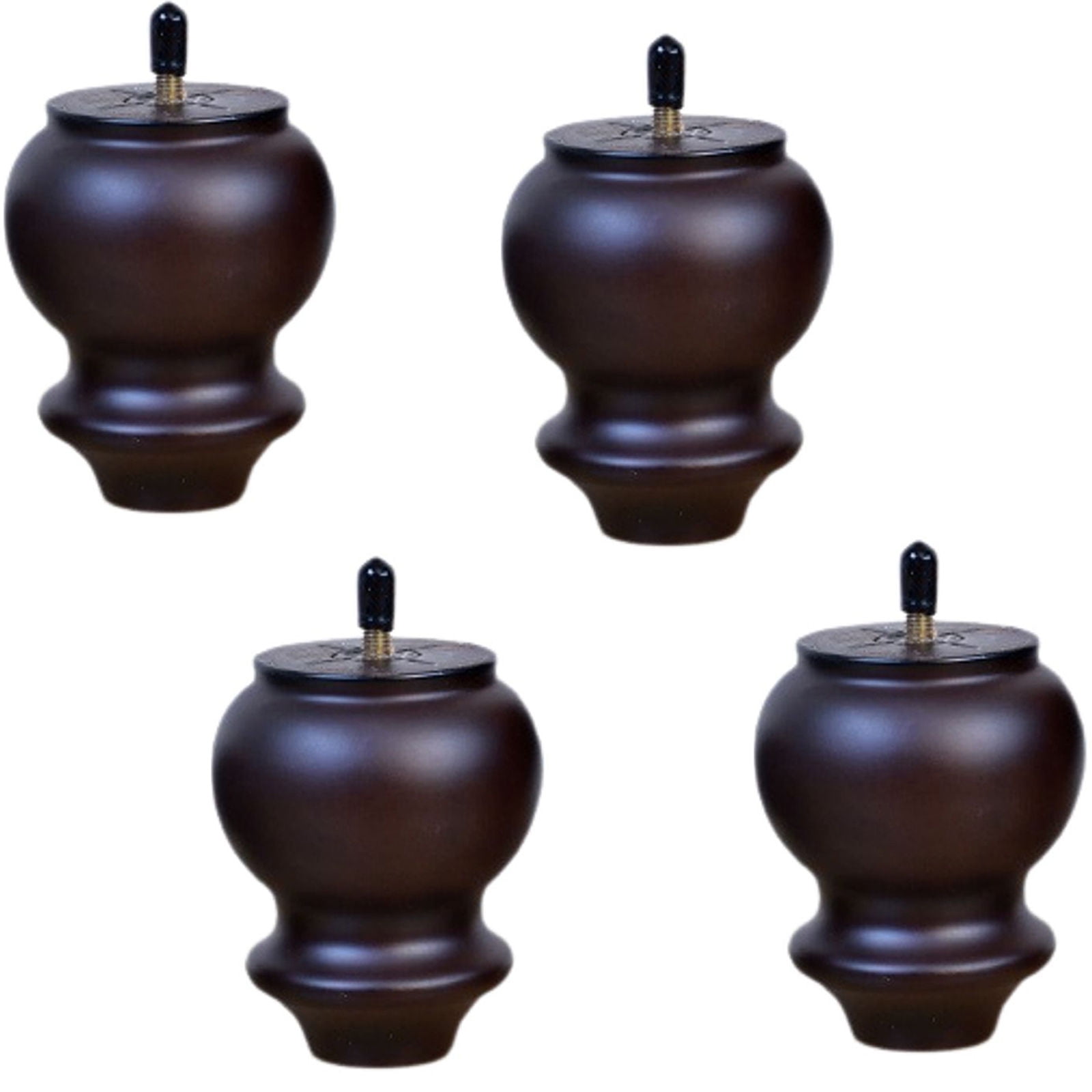 SIELUNO Round Wooden Gourd Furniture Legs For M8 Screw Type,Set Of 4