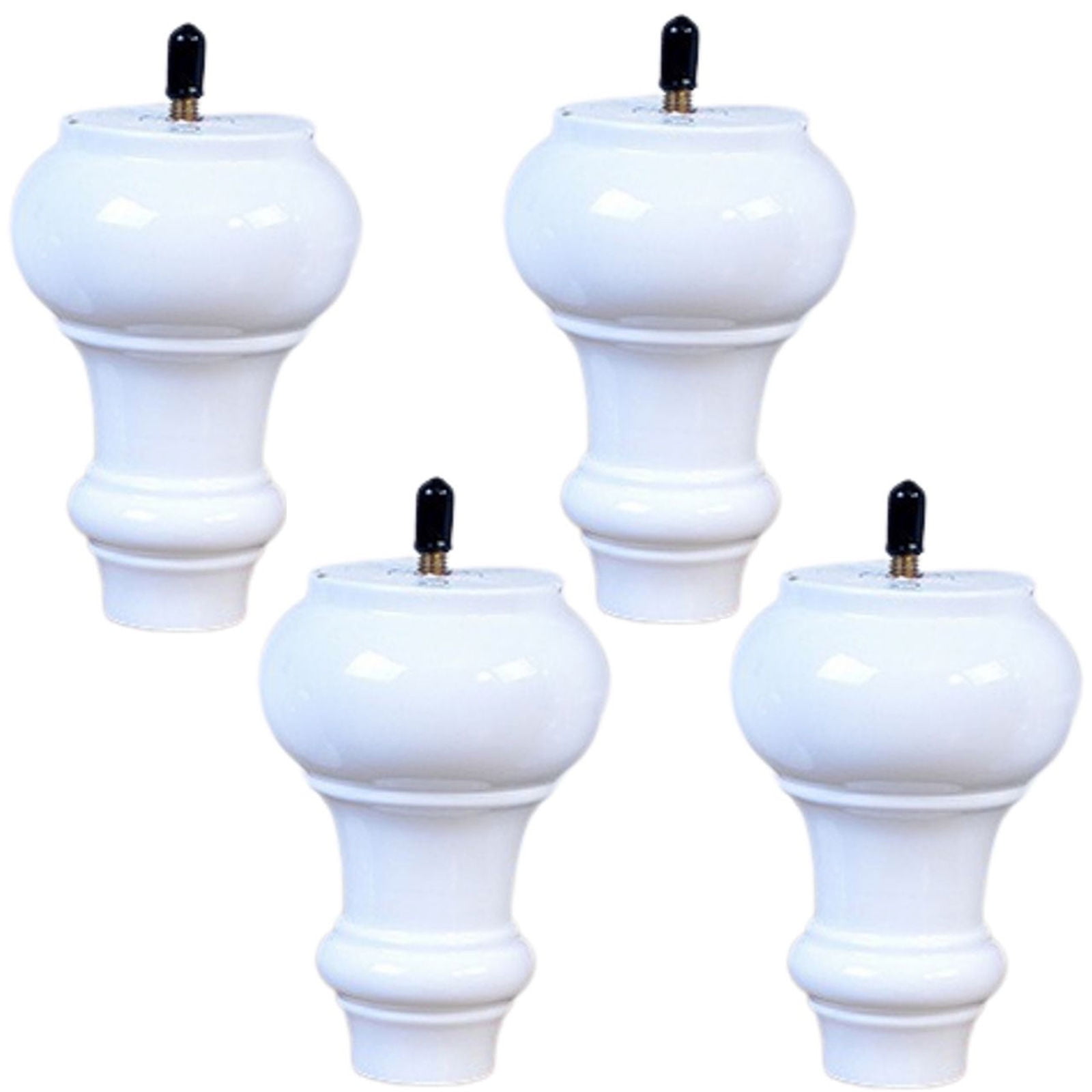 SIELUNO Round Wooden Gourd Furniture Legs For M8 Screw Type,Set Of 4