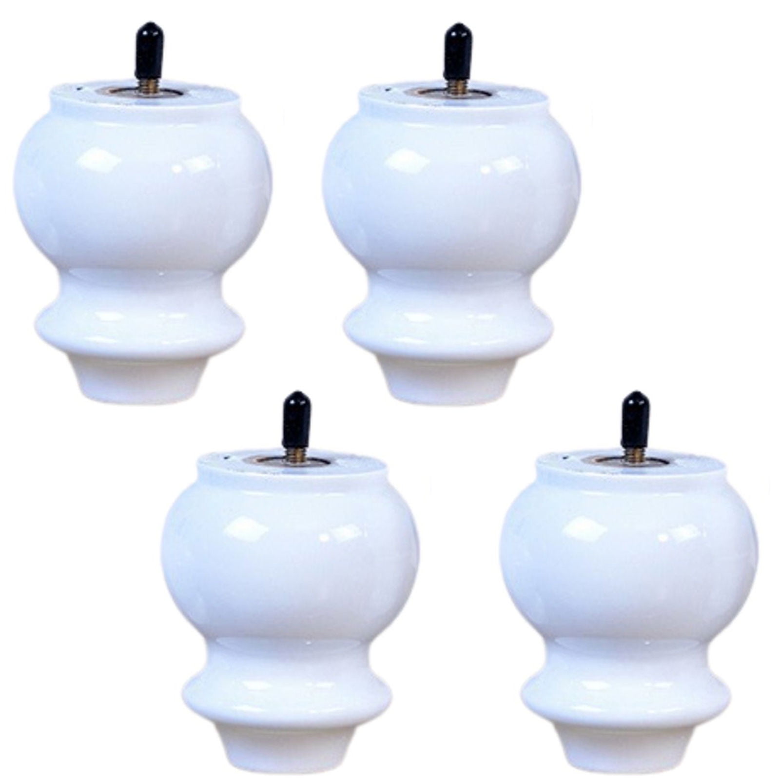 SIELUNO Round Wooden Gourd Furniture Legs For M8 Screw Type,Set Of 4