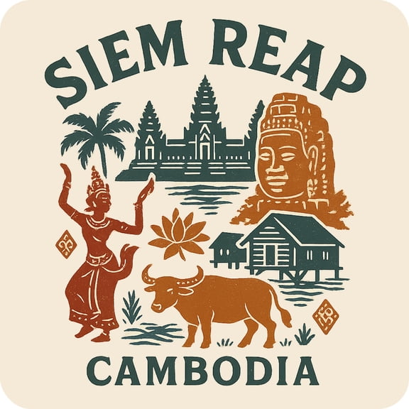 SIEM Reap Cambodia Keepsakes Souvenir Vinyl Sticker – Destination Travel Keepsake Collectible (6-Inches Wide)